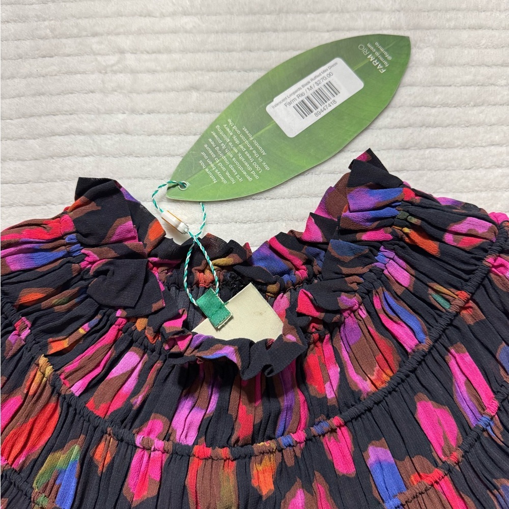 FARM Rio Iridescent  Leopards Black Ruffled Mini Dress - Picture 11 of 16